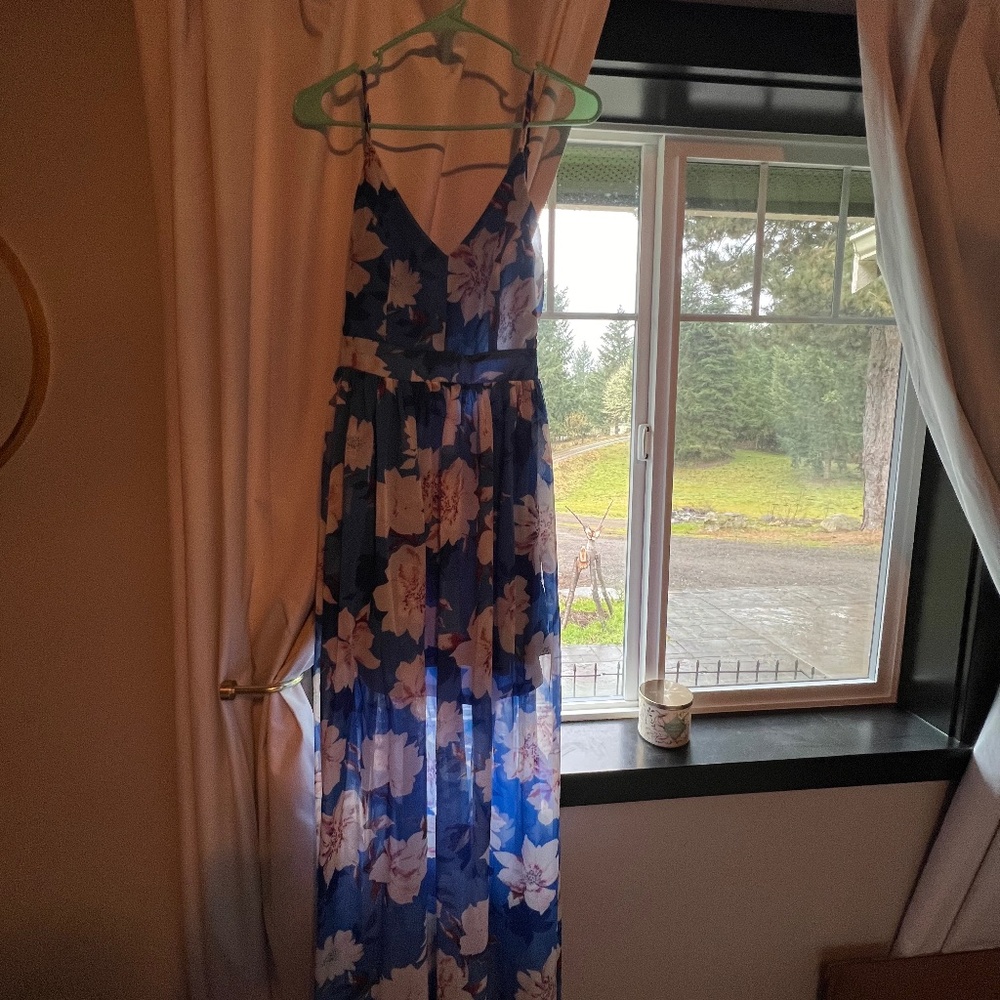 Pink Lily beautiful blue floral maxi dress